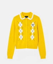 VZFGD09490 TARA JARMON(タラ ジャーモン) コットンクラッシュアーガイルニット ミモザイエロー