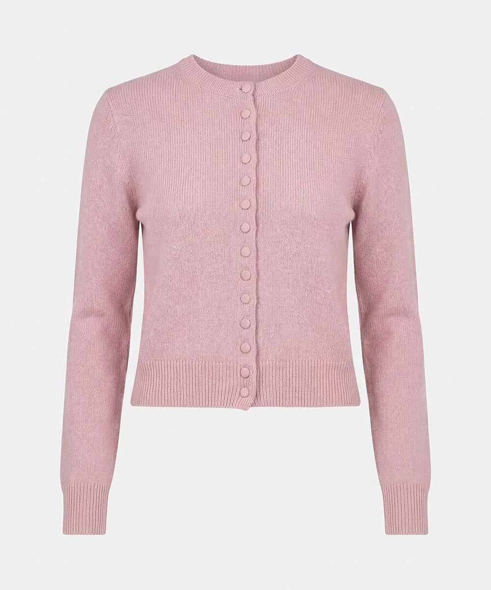 VZFGD10320 TARA JARMON(タラ ジャーモン) ソフトコットンニットカーディガン ピンク