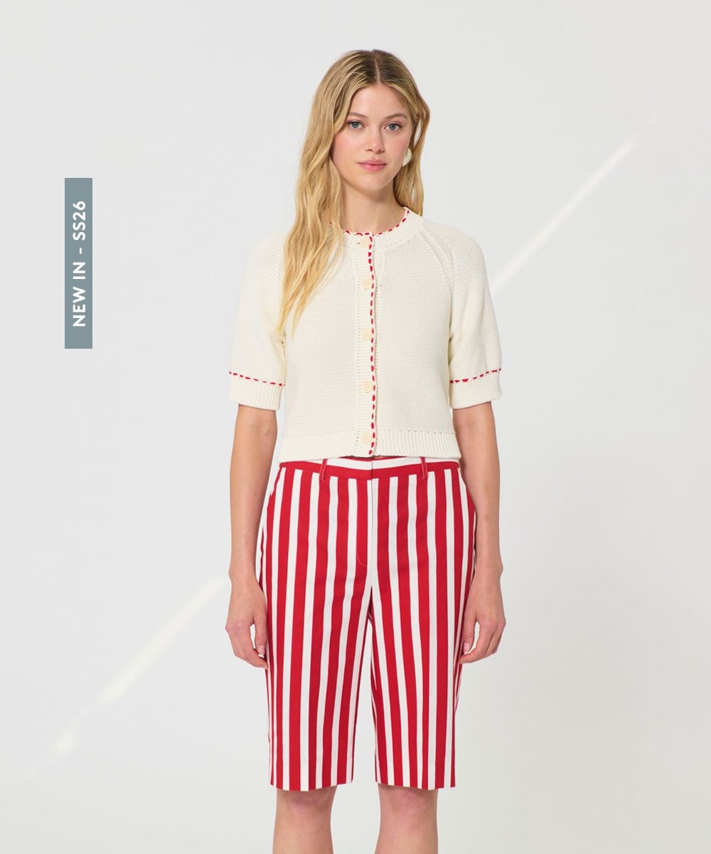 VZFGD13430 TARA JARMON(タラ ジャーモン) コットンニットカーディガン エクリュ