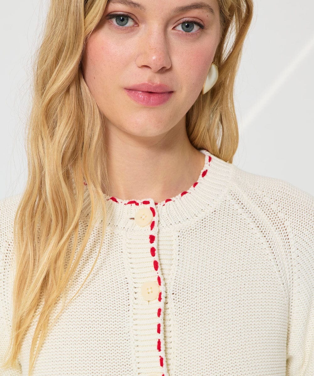 VZFGD13430 TARA JARMON(タラ ジャーモン) コットンニットカーディガン エクリュ