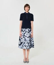 VZFGD30300 TARA JARMON(タラ ジャーモン) カジュアルタッチポロニット ネイビーブルー