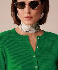 VZFGU03340 TARA JARMON(タラ ジャーモン) Extrafine island cotton cardigan グリーン