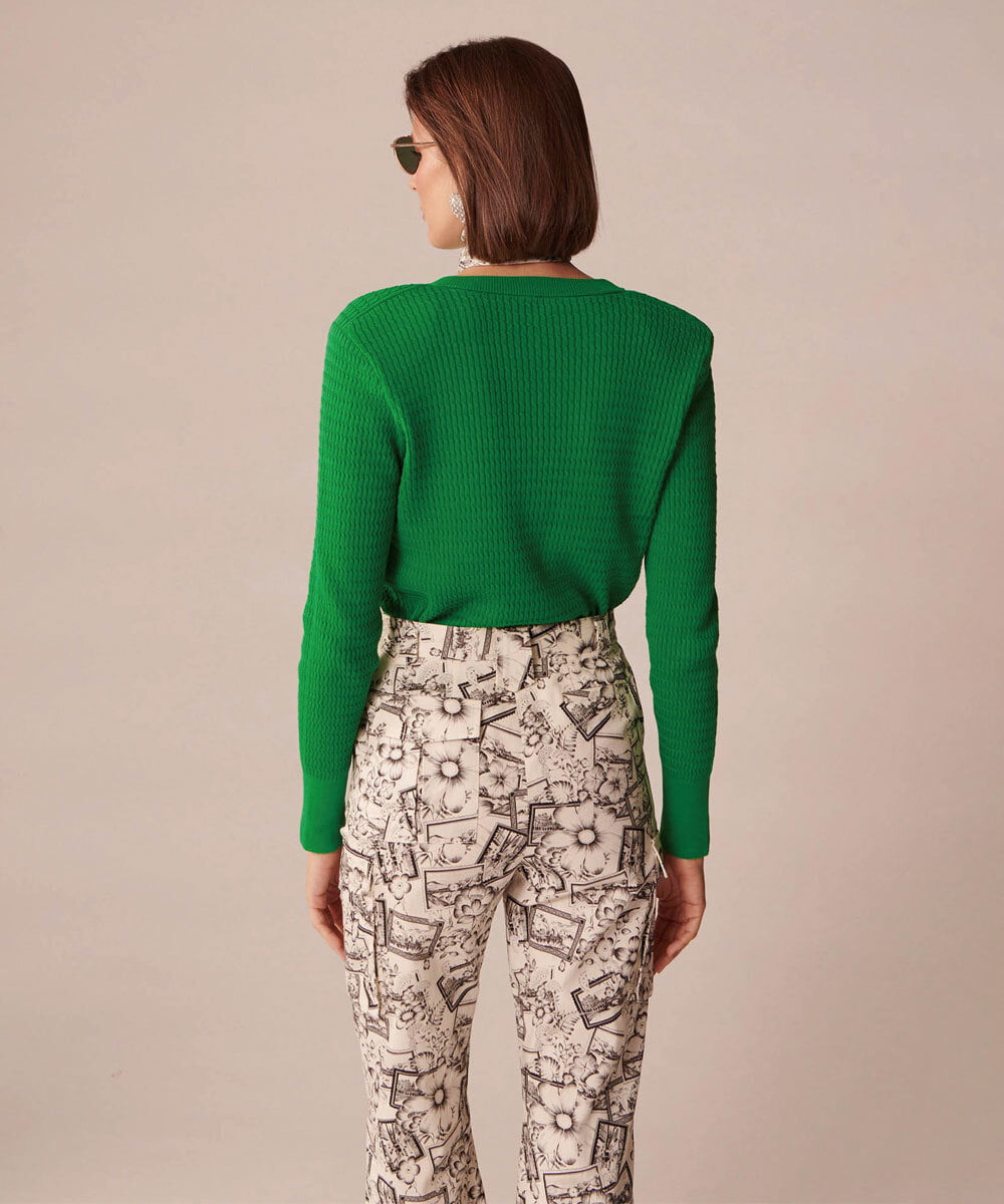 VZFGU03340 TARA JARMON(タラ ジャーモン) Extrafine island cotton cardigan グリーン