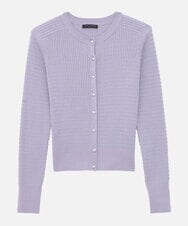 VZFGU03340 TARA JARMON(タラ ジャーモン) Extrafine island cotton cardigan パープル