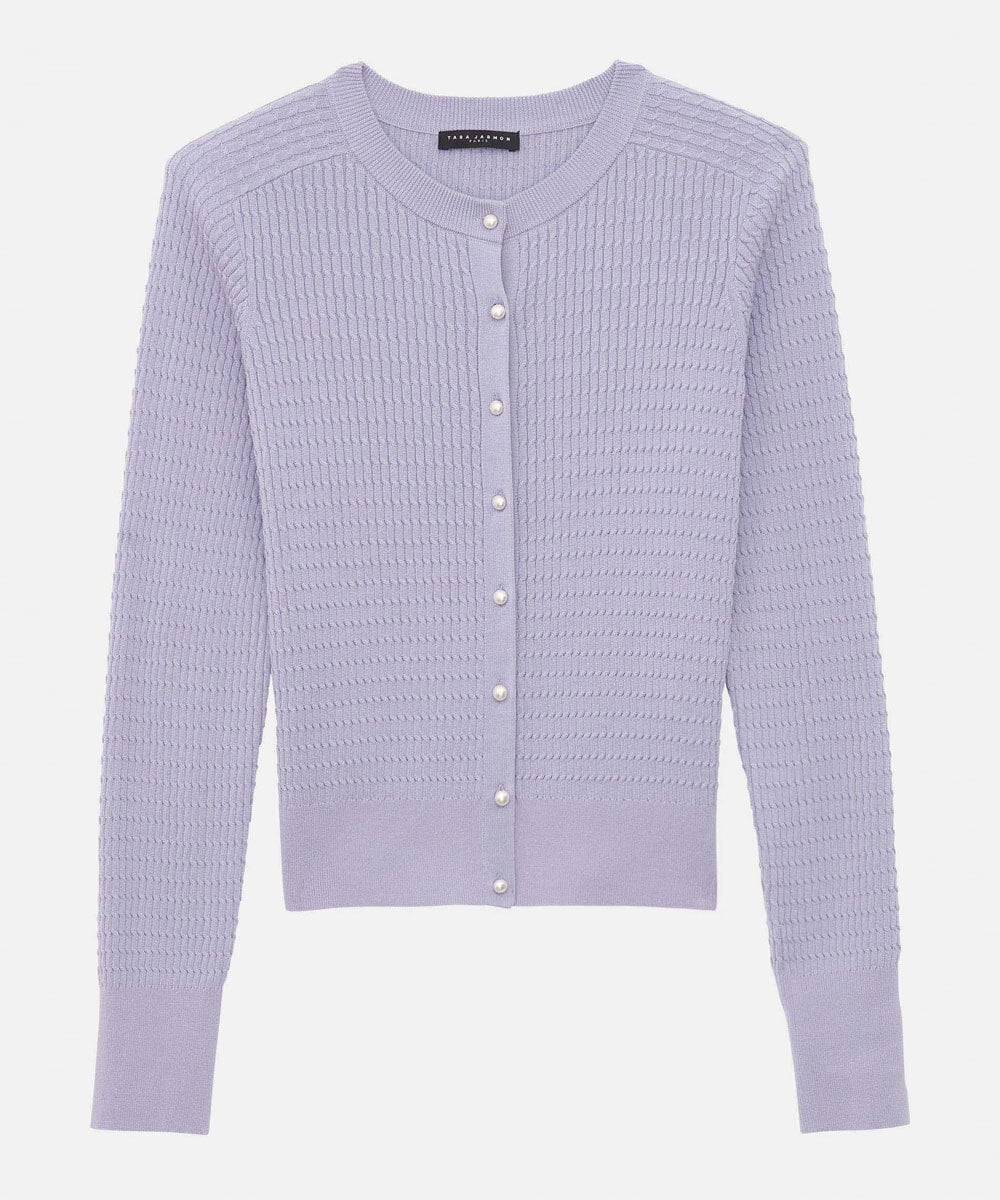 VZFGU03340 TARA JARMON(タラ ジャーモン) Extrafine island cotton cardigan パープル
