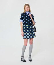VZHAD02330 TARA JARMON(タラ ジャーモン) フラワープリントスカート ネイビー