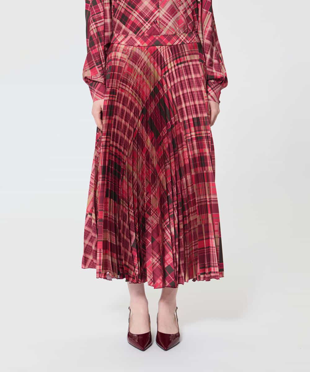 VZHAD13490 TARA JARMON(タラ ジャーモン) 【メディア着用】スコティッシュチェックプリーツスカート ラズベリー