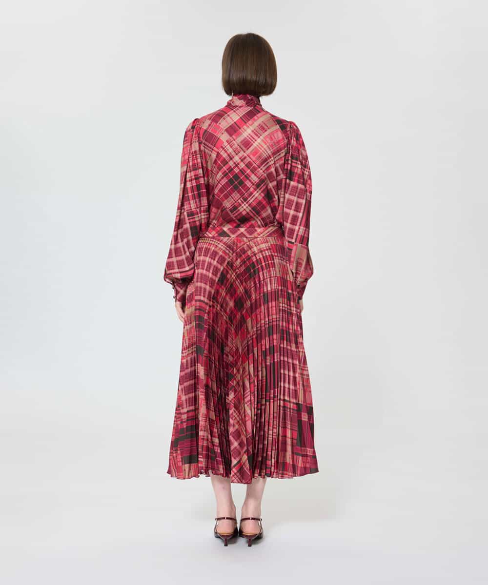 VZHAD13490 TARA JARMON(タラ ジャーモン) 【メディア着用】スコティッシュチェックプリーツスカート ラズベリー