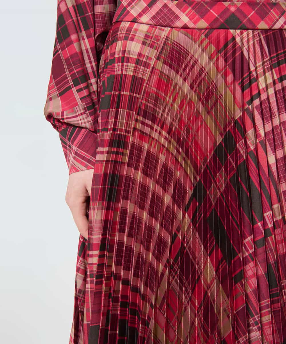 VZHAD13490 TARA JARMON(タラ ジャーモン) 【メディア着用】スコティッシュチェックプリーツスカート ラズベリー