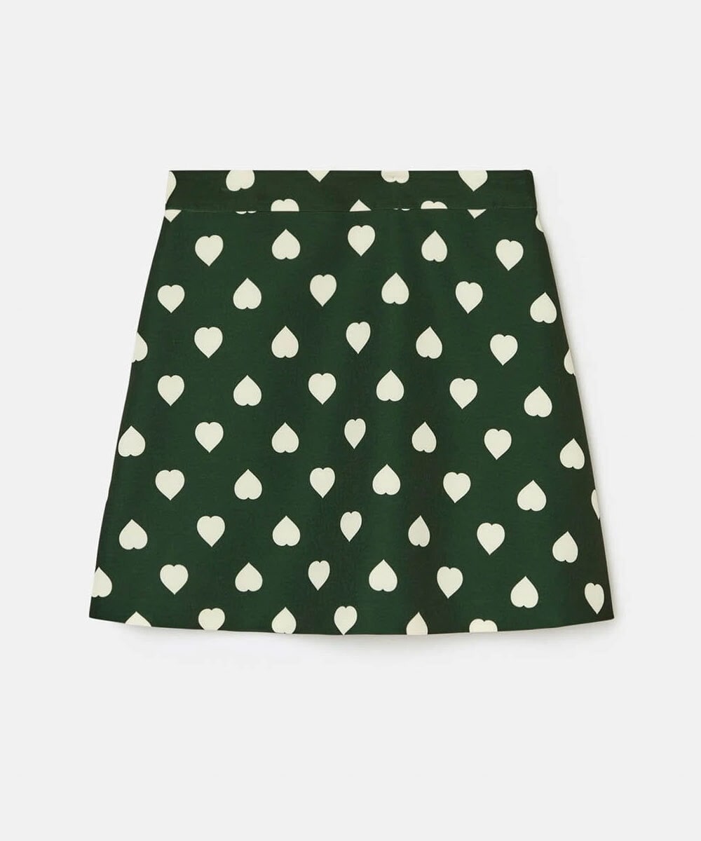 VZHAD18330 TARA JARMON(タラ ジャーモン) 【雑誌掲載】ポルカハートプリントスカート カーキ