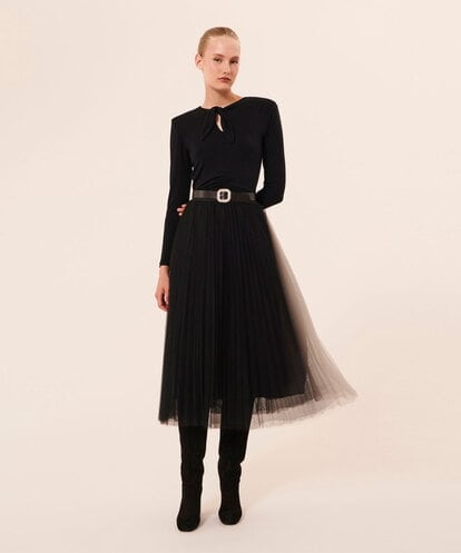 VZHAX09440 TARA JARMON Pleated tulle skirt