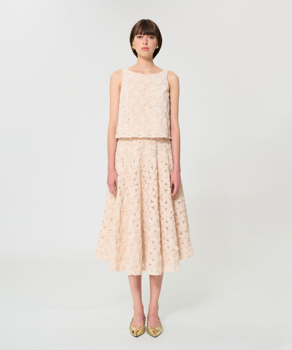 VZHGD03670 TARA JARMON(タラ ジャーモン) フラワーチュールスカート ベージュ