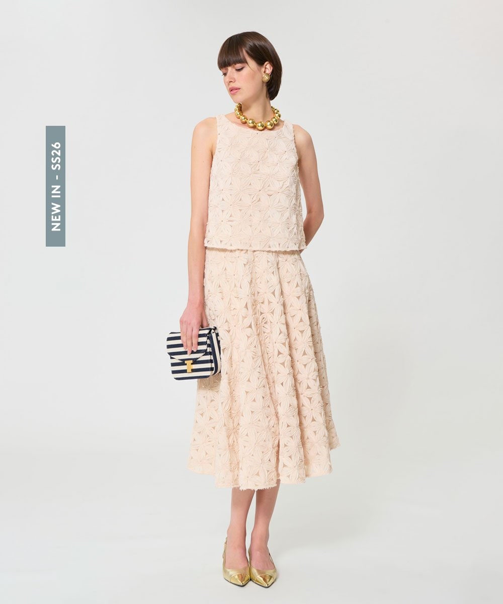 VZHGD03670 TARA JARMON(タラ ジャーモン) フラワーチュールスカート ベージュ