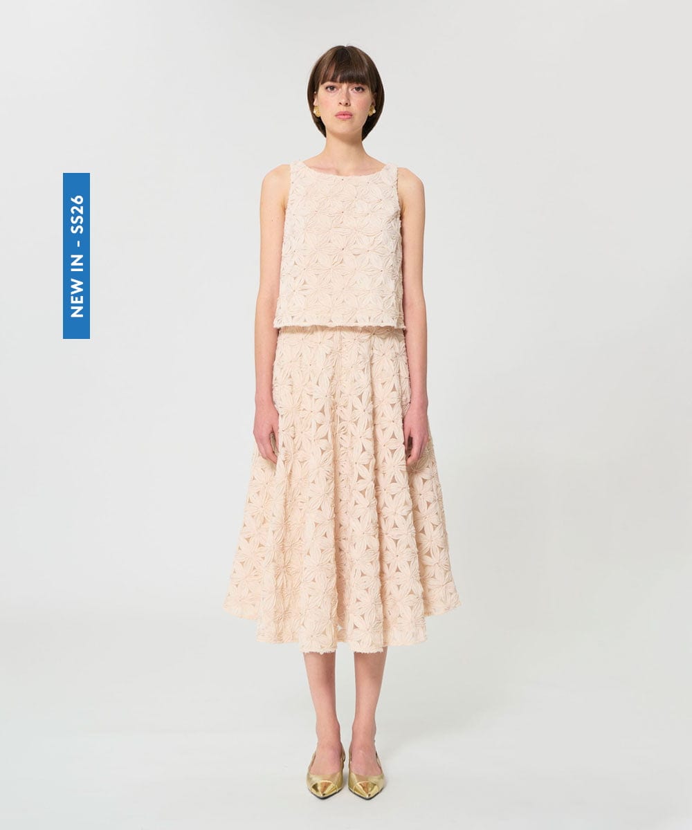 VZHGD03670 TARA JARMON(タラ ジャーモン) フラワーチュールスカート ベージュ