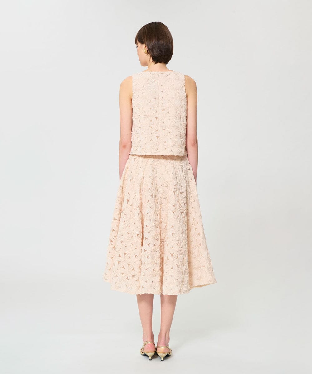 VZHGD03670 TARA JARMON(タラ ジャーモン) フラワーチュールスカート ベージュ