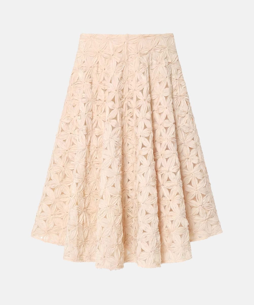 VZHGD03670 TARA JARMON(タラ ジャーモン) フラワーチュールスカート ベージュ