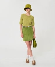 VZHGD07670 TARA JARMON(タラ ジャーモン) スエードスカート アップルグリーン