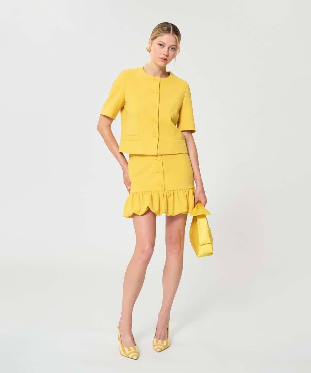 VZHGD08470 TARA JARMON(タラ ジャーモン) ヘビークレープスカート ミモザイエロー