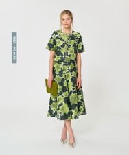 VZHGD11580 TARA JARMON(タラ ジャーモン) ペインテッドローズジャカードスカート グリーン