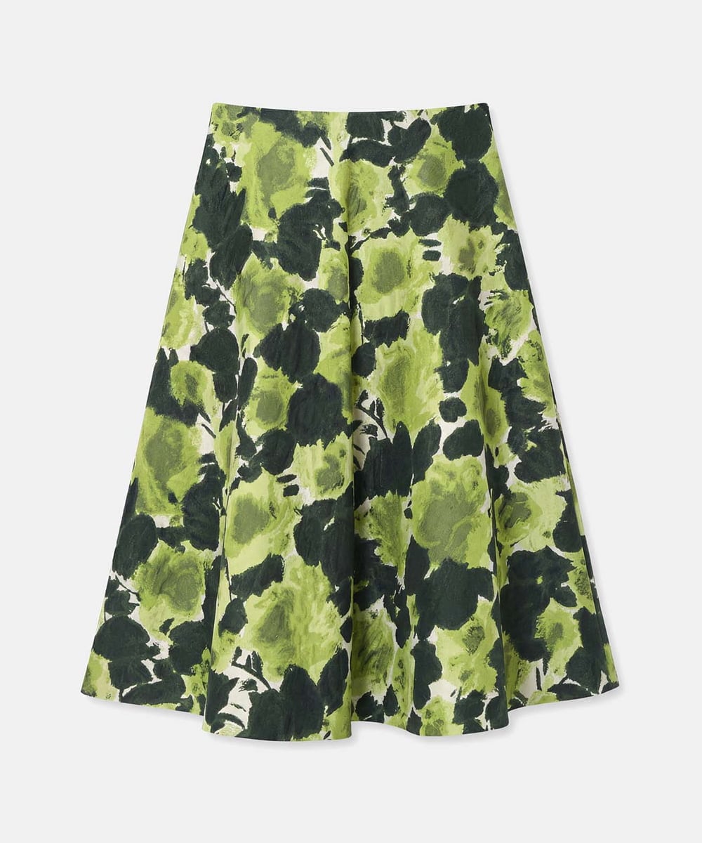 VZHGD11580 TARA JARMON(タラ ジャーモン) ペインテッドローズジャカードスカート グリーン