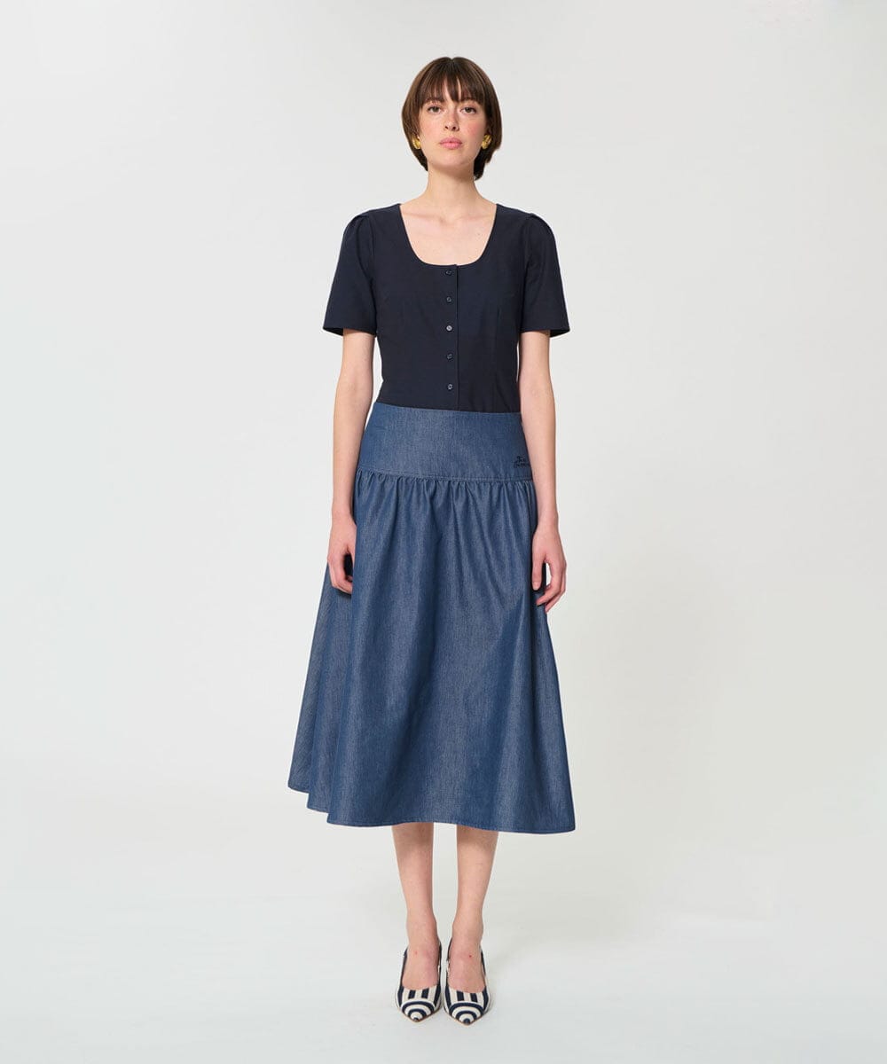 VZHGD13430 TARA JARMON(タラ ジャーモン) ライトデニムスカート ライトブルー