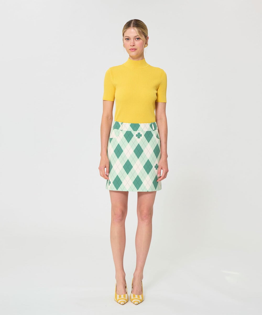 VZHGD16360 TARA JARMON(タラ ジャーモン) アーガイルクローバープリントスカート グリーン