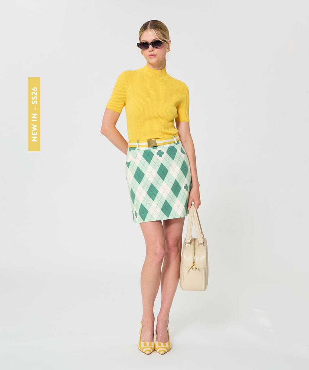 VZHGD16360 TARA JARMON(タラ ジャーモン) アーガイルクローバープリントスカート グリーン