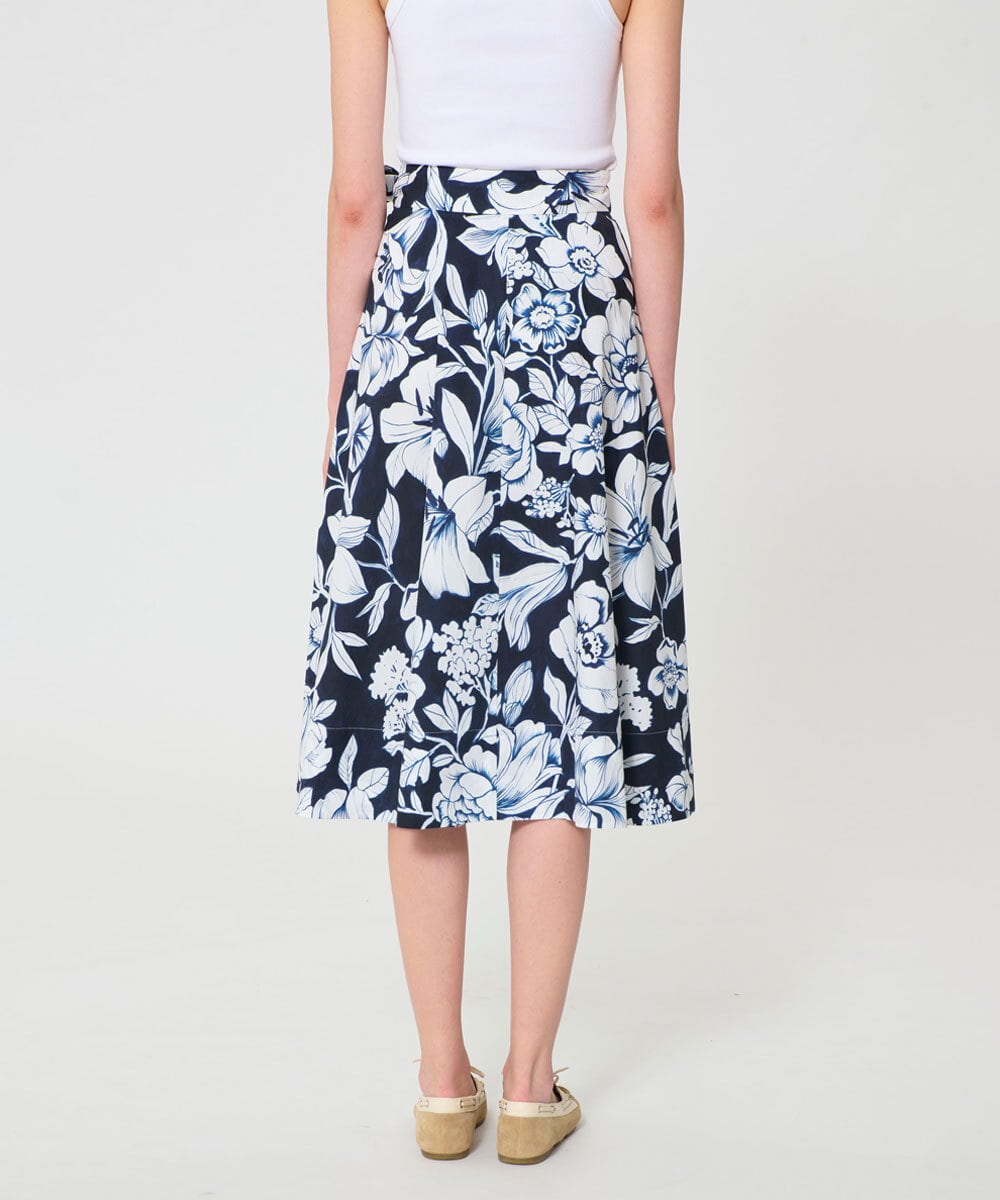 VZHGD29470 TARA JARMON(タラ ジャーモン) ワイルドブロッサムポプリンスカート ミッドナイトブルー