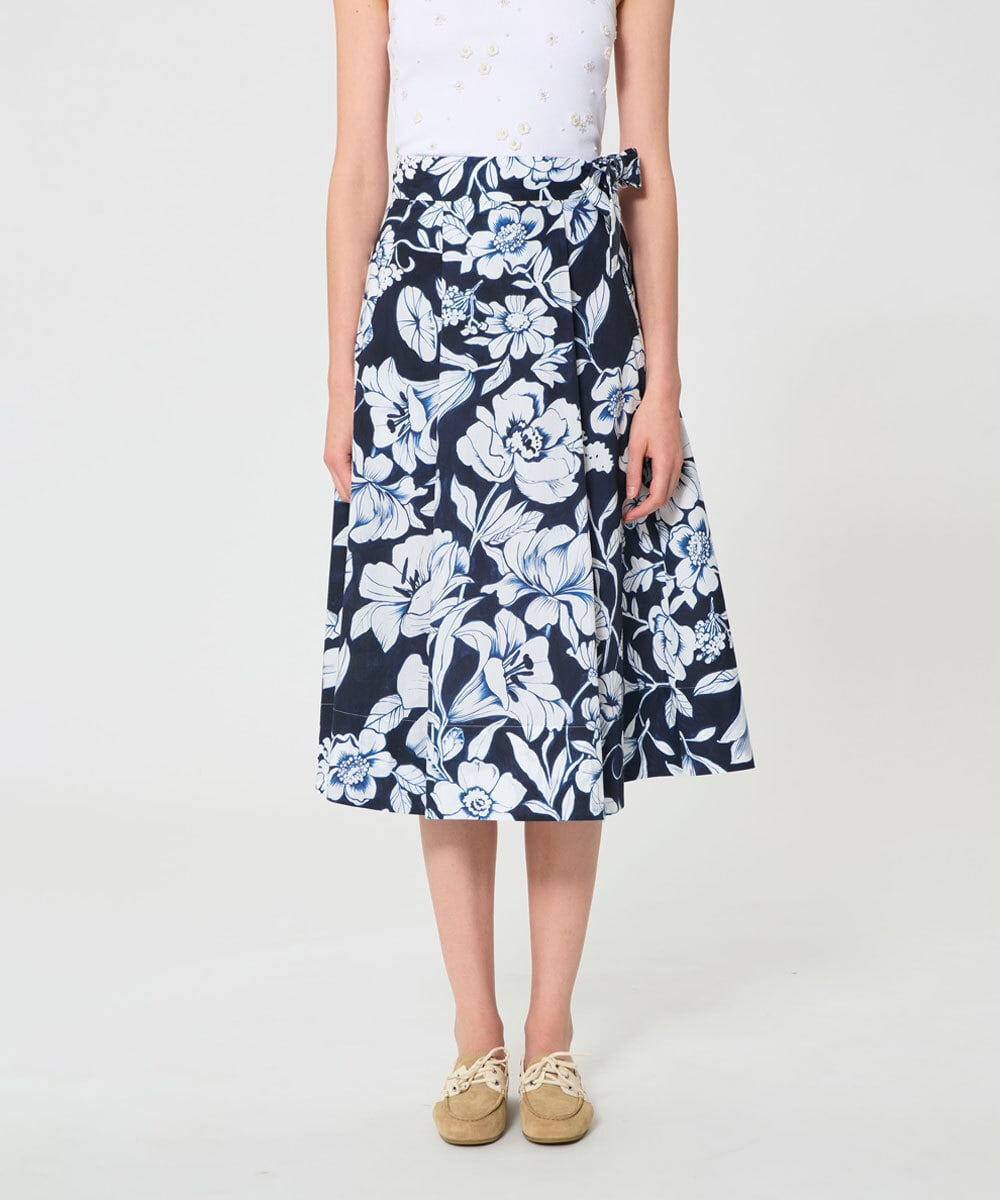 VZHGD29470 TARA JARMON(タラ ジャーモン) ワイルドブロッサムポプリンスカート ミッドナイトブルー