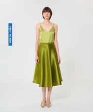 VZHGD39540 TARA JARMON(タラ ジャーモン) サテンフレアスカート アニスグリーン