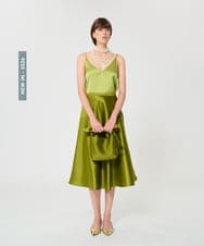 VZHGD39540 TARA JARMON(タラ ジャーモン) サテンフレアスカート アニスグリーン