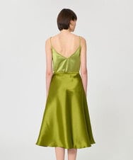 VZHGD39540 TARA JARMON(タラ ジャーモン) サテンフレアスカート アニスグリーン