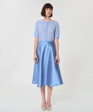 VZHGD39540 TARA JARMON(タラ ジャーモン) サテンフレアスカート スカイブルー