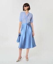 VZHGD39540 TARA JARMON(タラ ジャーモン) サテンフレアスカート スカイブルー