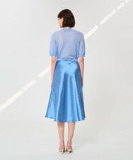 VZHGD39540 TARA JARMON(タラ ジャーモン) サテンフレアスカート スカイブルー