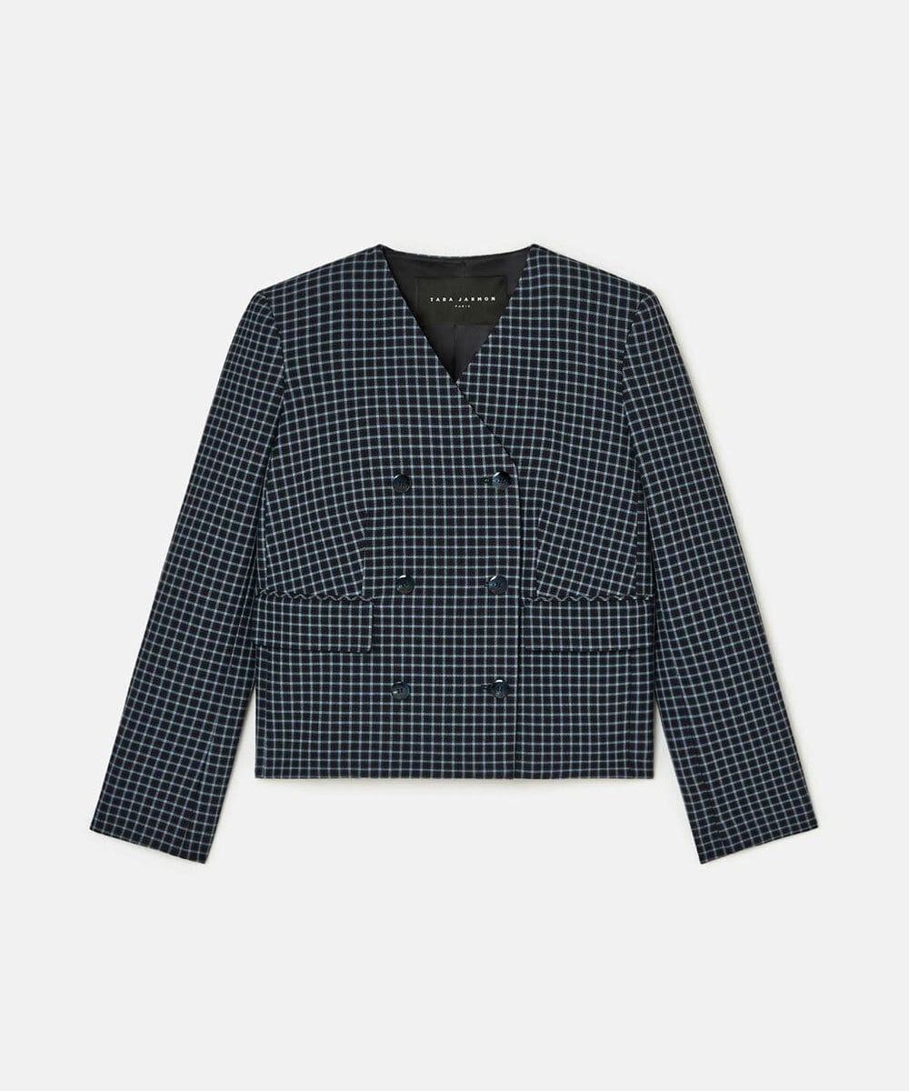 VZJAD05600 TARA JARMON(タラ ジャーモン) スモールブルーチェックジャケット ネイビー
