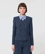 VZJAD05600 TARA JARMON(タラ ジャーモン) スモールブルーチェックジャケット ネイビー