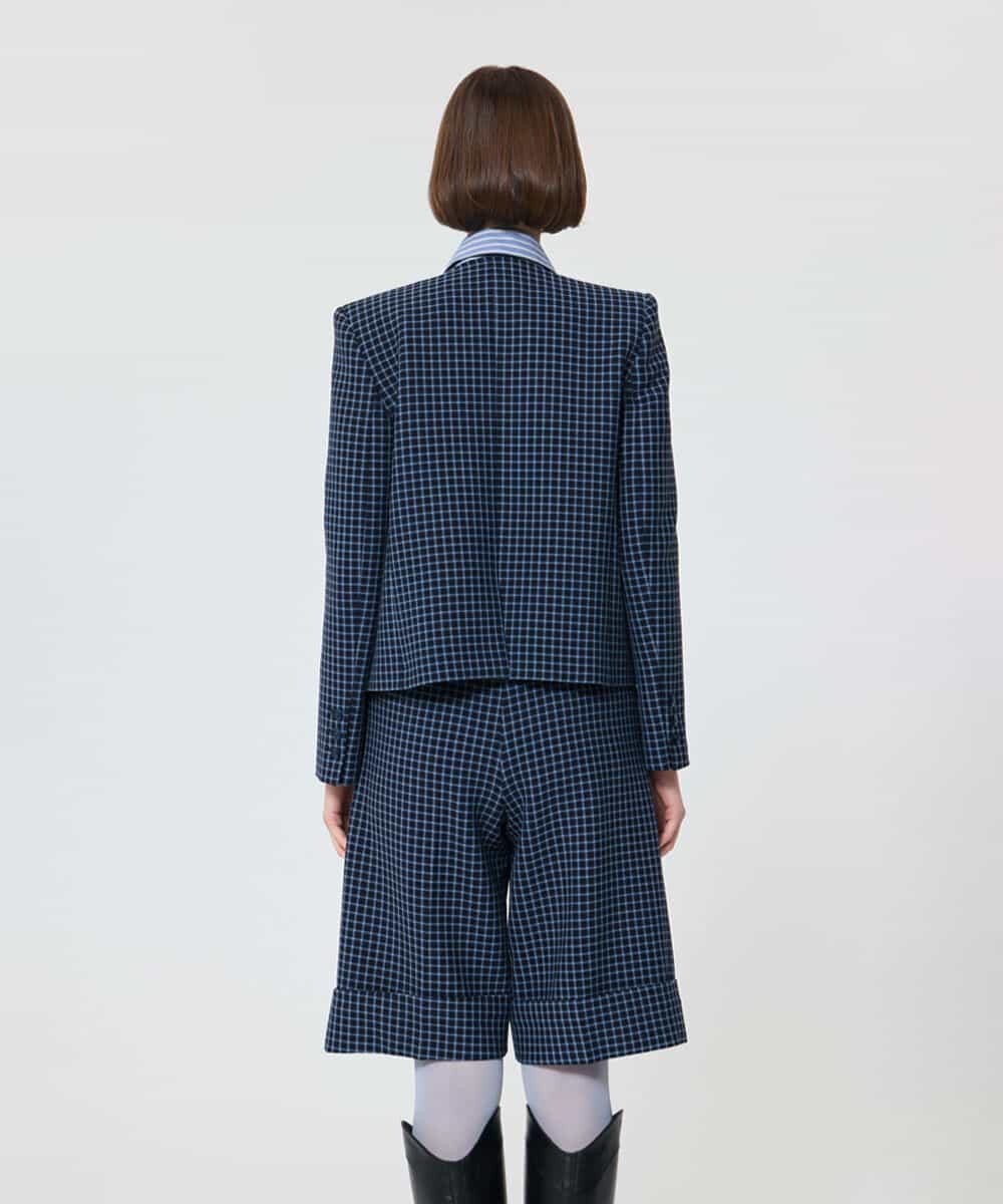 VZJAD05600 TARA JARMON(タラ ジャーモン) スモールブルーチェックジャケット ネイビー