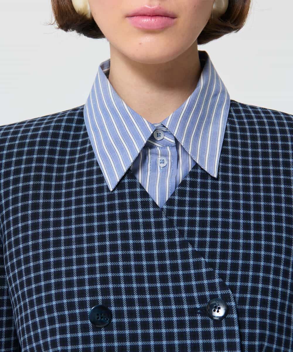 VZJAD05600 TARA JARMON(タラ ジャーモン) スモールブルーチェックジャケット ネイビー