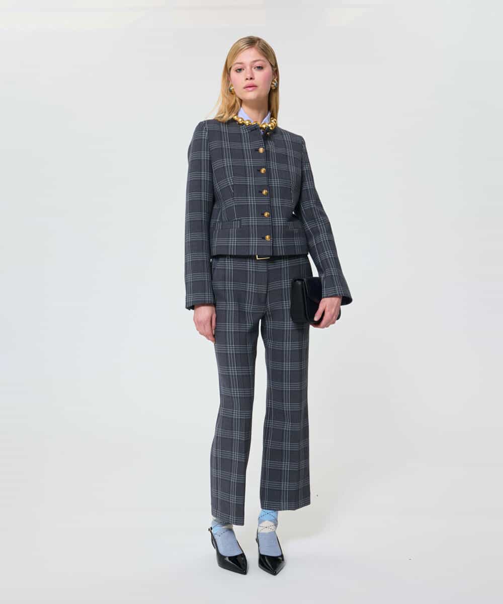 VZJAD10610 TARA JARMON(タラ ジャーモン) プリンスオブウェールズチェックジャケット グレー