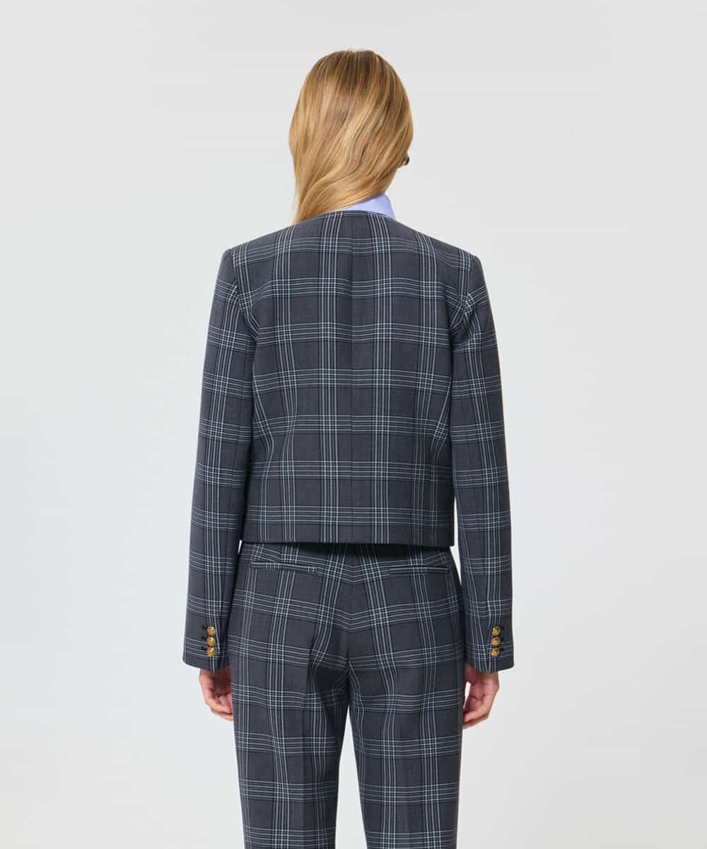 VZJAD10610 TARA JARMON(タラ ジャーモン) プリンスオブウェールズチェックジャケット グレー