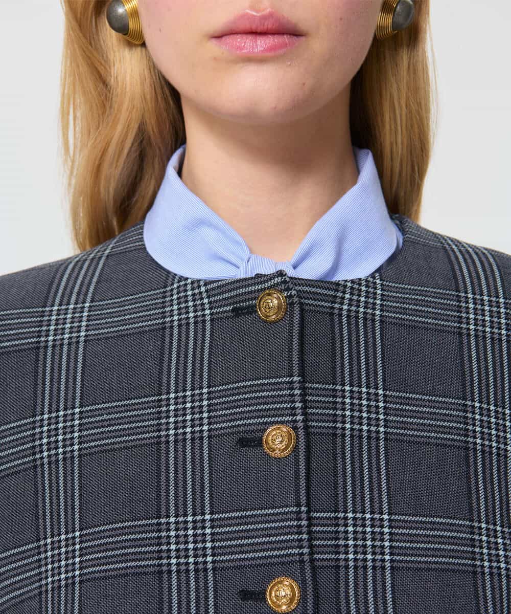 VZJAD10610 TARA JARMON(タラ ジャーモン) プリンスオブウェールズチェックジャケット グレー