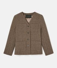 VZJAD13650 TARA JARMON(タラ ジャーモン) 【メディア着用】トーププリンスオブウェールズチェックジャケット ブラウン