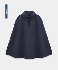 VZJAG01800 TARA JARMON(タラ ジャーモン) ダブルフェイスウールポンチョ ブルーデニム