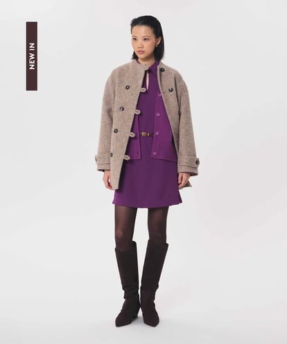 VZJAG08800 TARA JARMON スタンドカラーダブルブレストショートコート