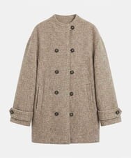 VZJAG08800 TARA JARMON(タラ ジャーモン) スタンドカラーダブルブレストショートコート マルチ