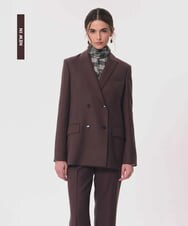 VZJAG10690 TARA JARMON(タラ ジャーモン) ウールブレンドダブルブレストジャケット トンカ