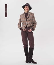【極美品/伊製】トラサルディ チェック柄 セットアップ サファリジャケット 46 タータンチェックジャケット(その他のジャケット・スーツ) | TARA