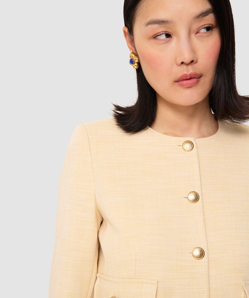 VZJGA10580 TARA JARMON(タラ ジャーモン) ヴィスコースノーカラージャケット バニラ