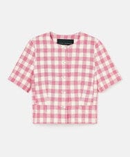 VZJGA18550 TARA JARMON(タラ ジャーモン) ギンガムチェックノーカラージャケット キャンディピンク